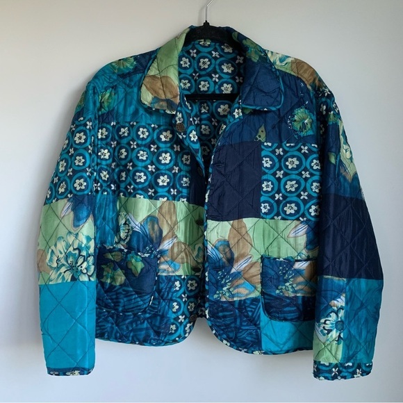Vintage John Paul Richard Jacket Silk Patchwork Floral Boho Reversible - Picture 1 of 8